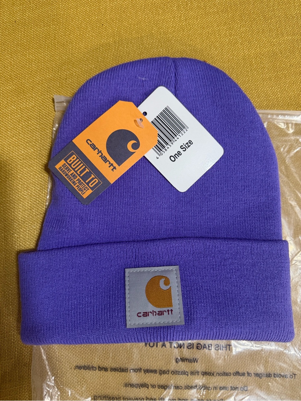 Carhartt unisex Purple Knit Cuffed Beanie with Logo Patch